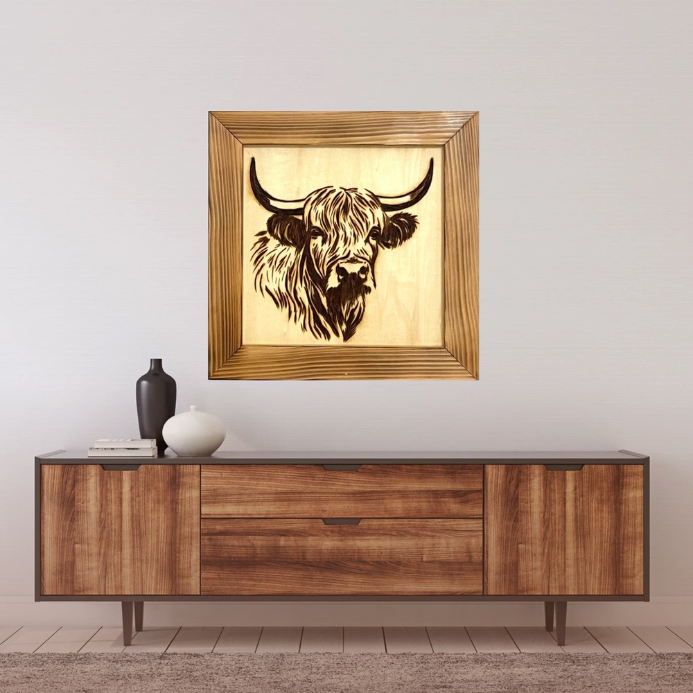 Highland cow boho wall art